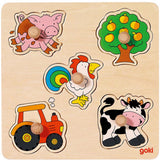Goki houten noppenpuzzel boerderij - afbeelding 1