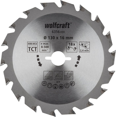 Wolfcraft - cirkelzaagblad 130x16mm - 18 tanden - zaagblad voor cirkelzaag - serie groen - 6356000