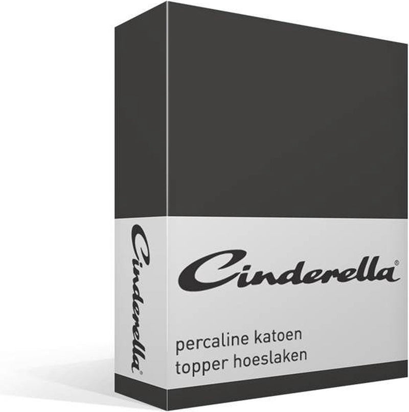 Cinderella weekend - topper hoeslaken - tot 15 cm matrashoogte - katoen - 200x210 cm - antraciet