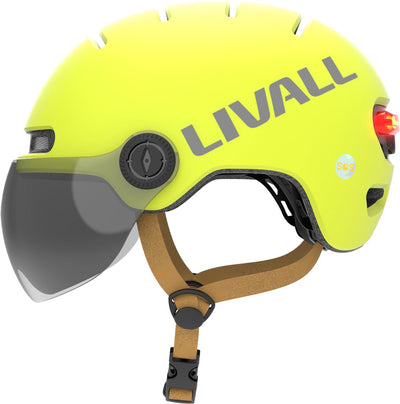 Livall l23 yellow l slimme fietshelm met led-verlichting en afneembaar vizier, nta8776, gecertificeerd voor e-bikes, fietshelm met valdetectie voor volwassenen (mannen en vrouwen)