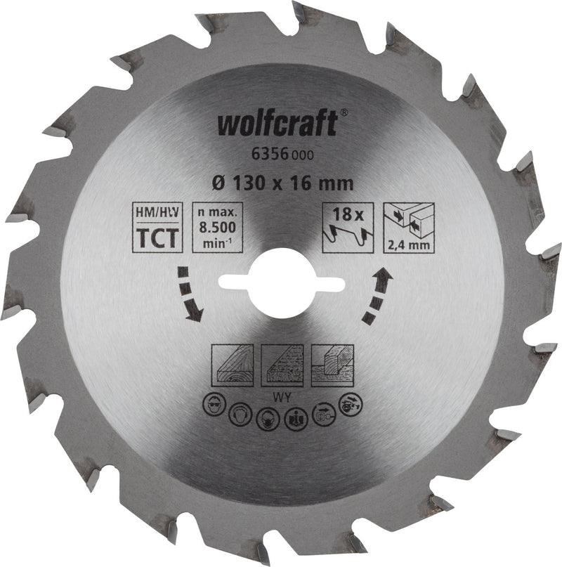 Wolfcraft - cirkelzaagblad 130x16mm - 18 tanden - zaagblad voor cirkelzaag - serie groen - 6356000