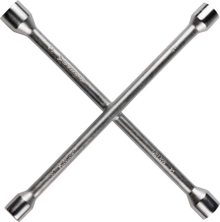 Dunlop wielsleutel - auto wielmoersleutel geschikt voor afmetingen 17-19-21-23 mm - kruissleutel voor auto - montagesleutel - voertuig gereedschap voor alle velgen - 27 x 27 cm
