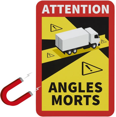 Proplus magneetsticker dode hoek 17 x 25 cm – voor vrachtwagens in frankrijk – attention angles morts – wit rood geel zwart