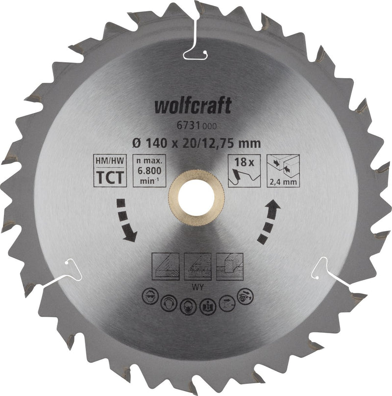 Wolfcraft - cirkelzaagblad 140x12,75mm - 18 tanden - zaagblad voor cirkelzaag - serie bruin - 6731000