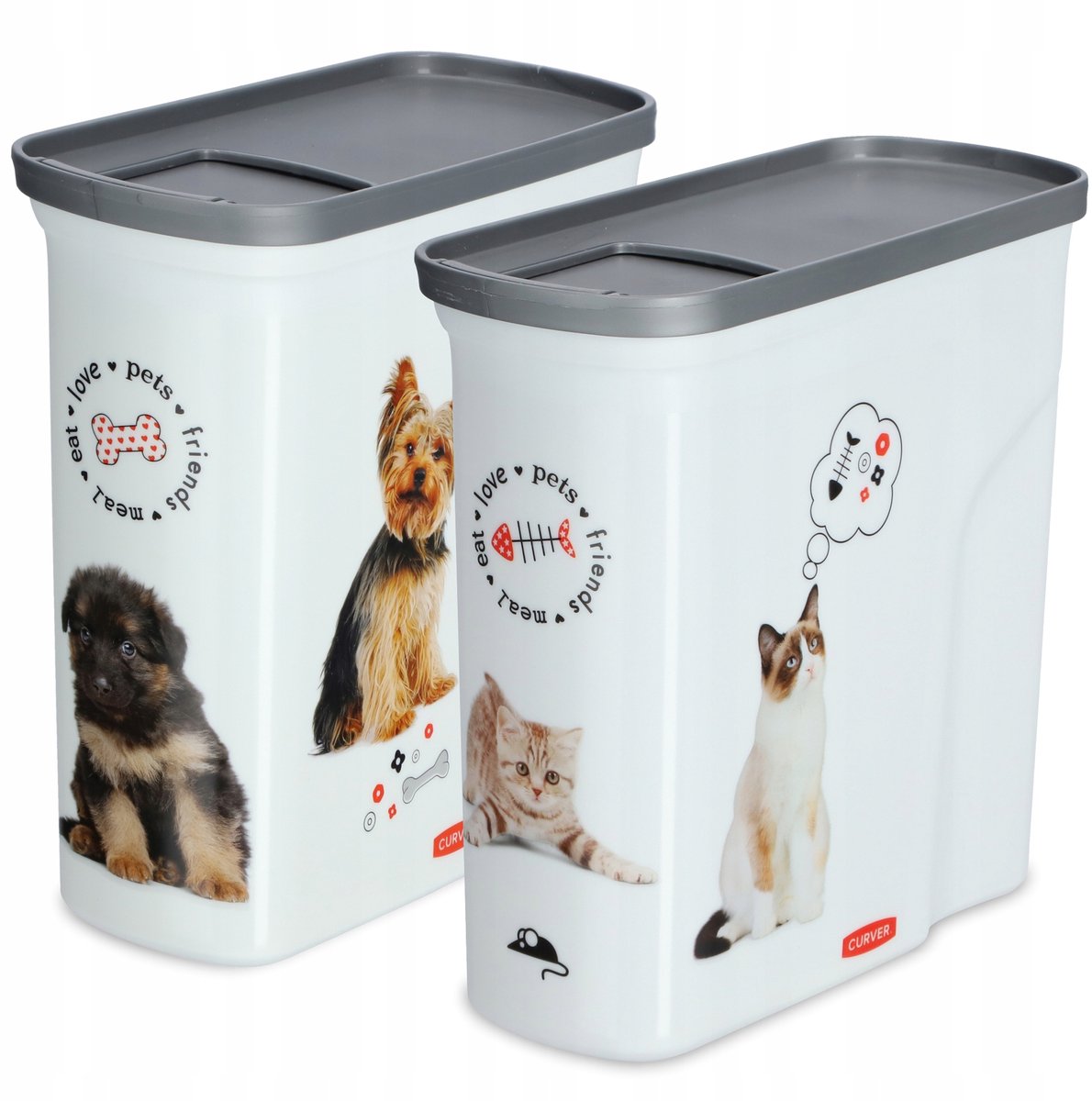 Curver voedselcontainer kat - 2l - 21x9x20cm - wit grijs