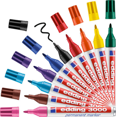 Quantore viltstift permanent edding 3000 rond 1.5-3mm, 10st.