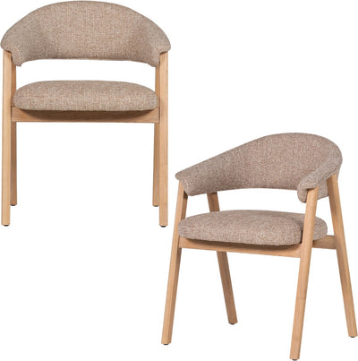 Woood tunar eetkamerstoel met armleuning - eiken hout - naturel - set van 2