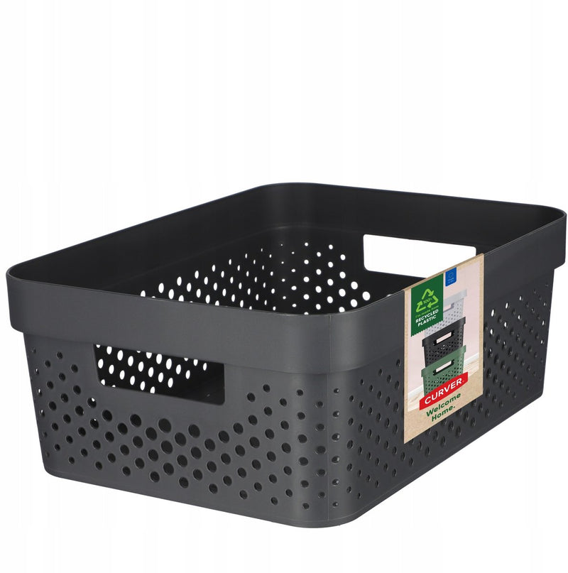 Curver infinity recycled dots opbergbox - 11 liter - antraciet