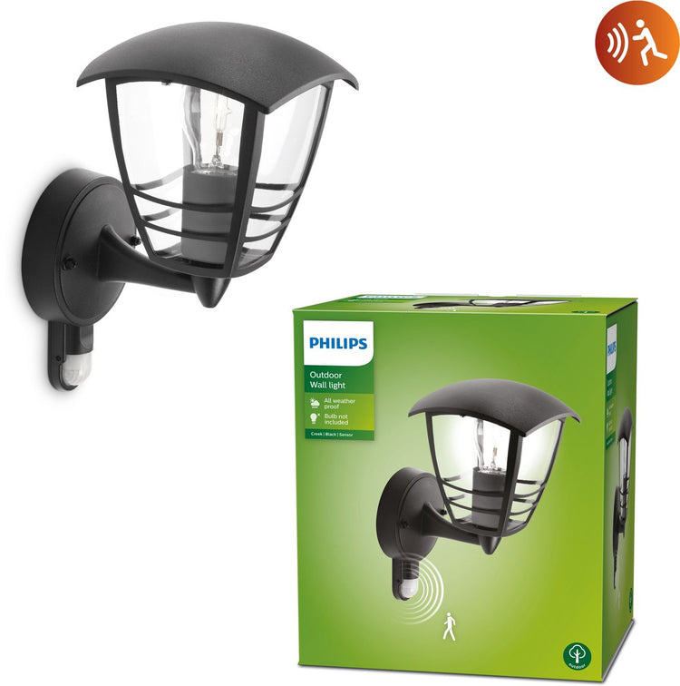 Philips led philips creek buitenwandlamp - met sensor - zwart