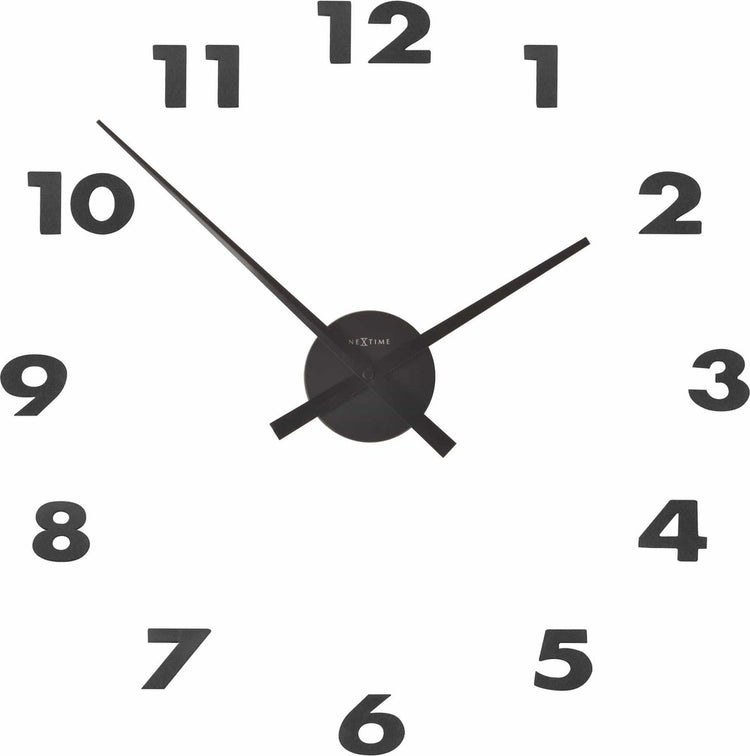 Nextime small hands – wandklok – 48 × 3 cm – aluminium – zwart