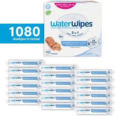 Waterwipes billendoekjes bio - 99,9% water - 18 x 60 - 1080 babydoekjes