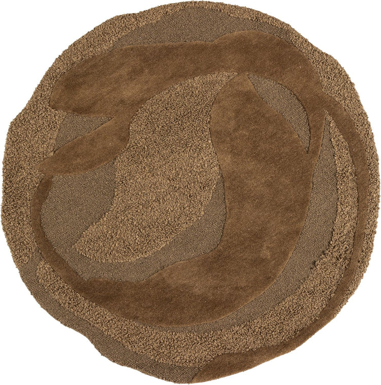 Woood orvi vloerkleed - wol polyester - bruin - ø160 cm