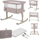 Lionelo aurora 3in1 co-sleeper - babybedje tot 9 kg - meegroeibed - 4 wielen met rem - campingbedje – verstelbare hoogte – ademend gaas – inclusief matras transporttas – afneembare bekleding