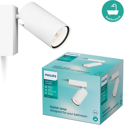 Philips led philips idris spot - plafondspot - spatwaterdicht ip44 - wit - 5w - badkamerlamp - eén lichtpunt - alleen geschikt voor led spots