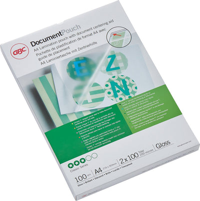 Gbc a4 lamineerhoezen voor documenten - 2 x 100 micron - 100 stuks - glanzend