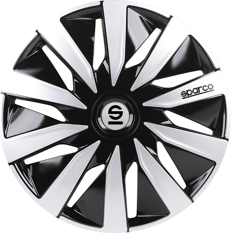 wieldoppen Lazio 14 inch ABS zwart zilver set van 4