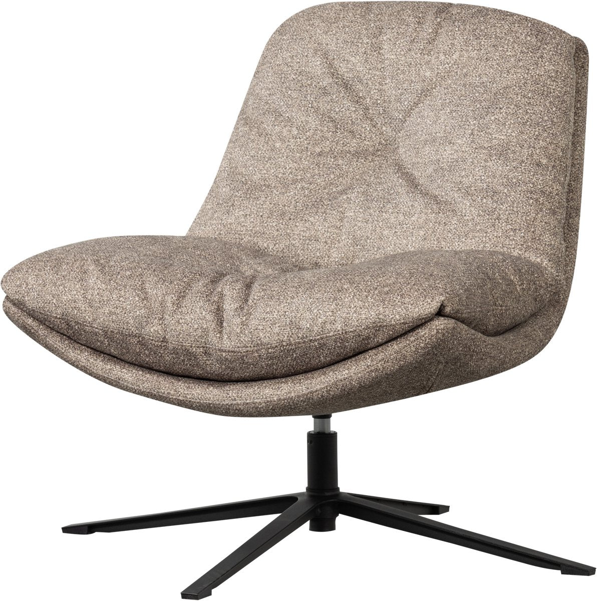 Woood arve draaifauteuil - bedrukte stof - naturel melange - 86x82x87