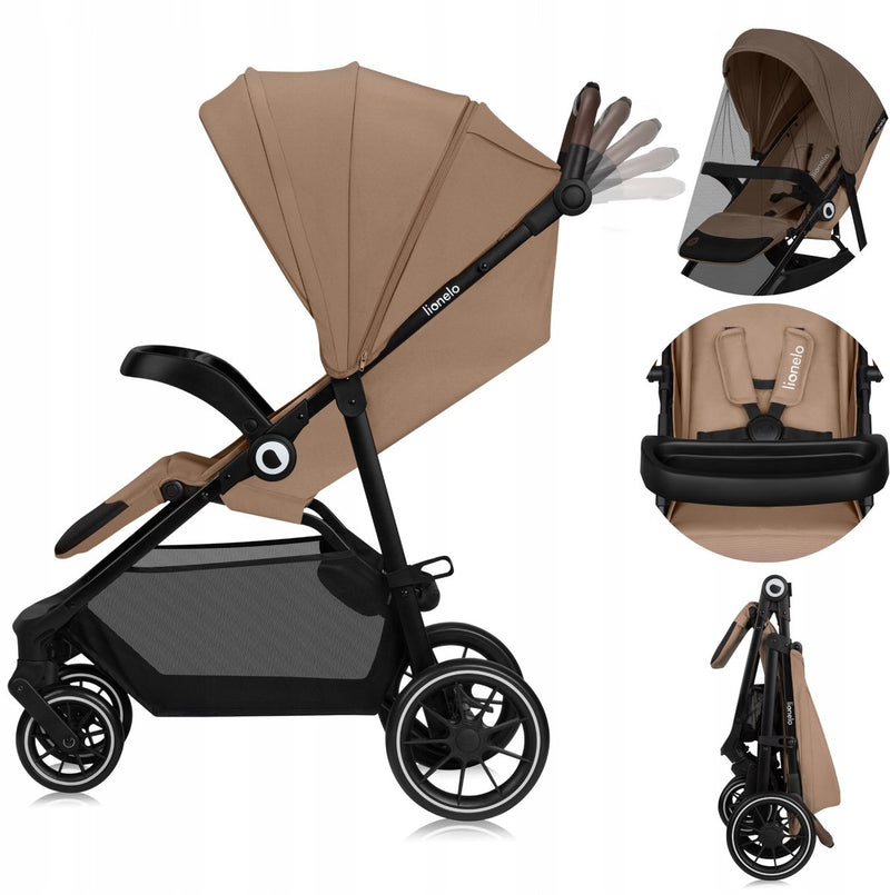 Lionelo emma one buggy en kinderwagen tot 22 kg – xxl kapje – eva wielen – lichtgewicht en onderhoudsvrij – verstelbare rugleuning – eénhandig inklapbaar – verstelbare duwstang – centrale voetrem – 5-punts veiligheidsgordel – stadswandelwagen