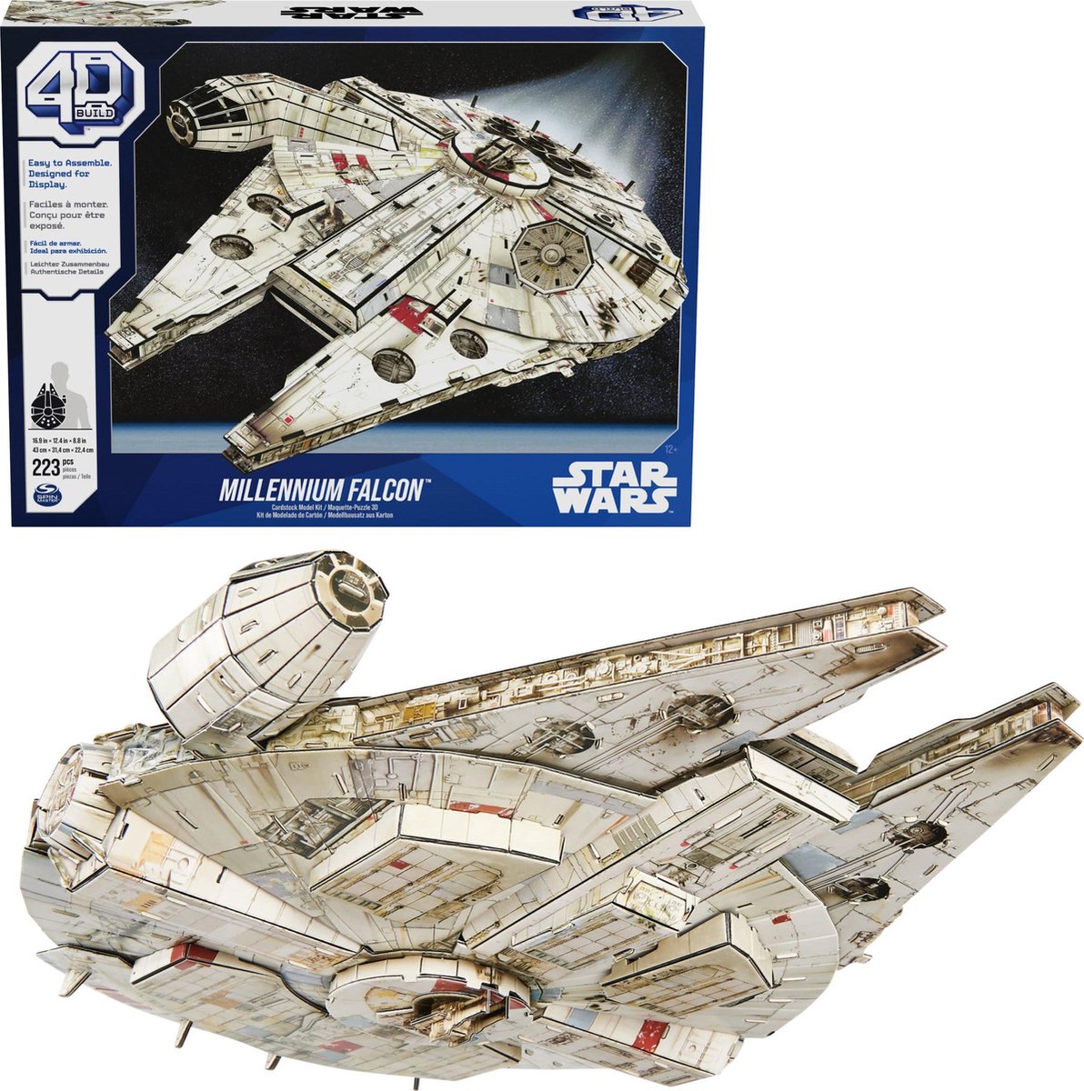4d build star wars - millennium falcon - 3d puzzel - 223 stuks - kartonnen bouwpakket