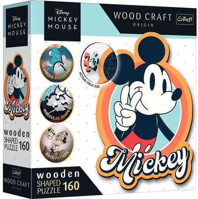 Trefl retro mickey mouse disney mickey mouse hout houten legpuzzel - 160 stukjes - vanaf 6 jaar
