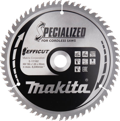 Makita e-11190 afkortzaagblad hout | efficut | 190 x 20 mm | 60-tands