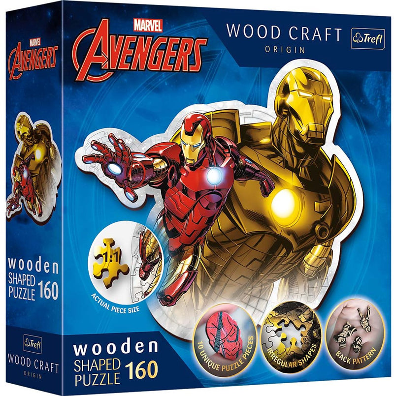 Trefl - puzzels - 160 houten vormige puzzels - brave iron man disney marvel heroes fsc mix 70%