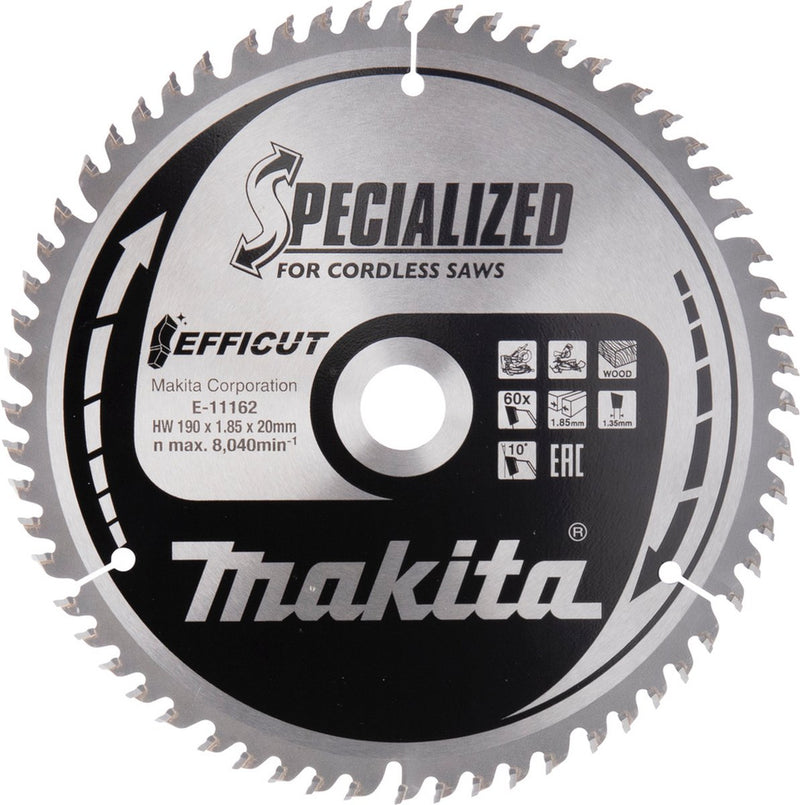Makita 190 x 20 mm 60-tands afkortzaagblad hout | efficut - e-11190