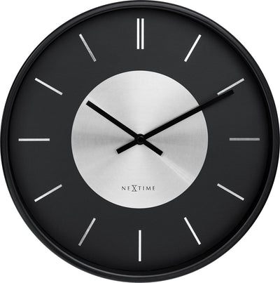 Nextime retro ii – wandklok – 25 cm – metaal – zwart zilver – stil