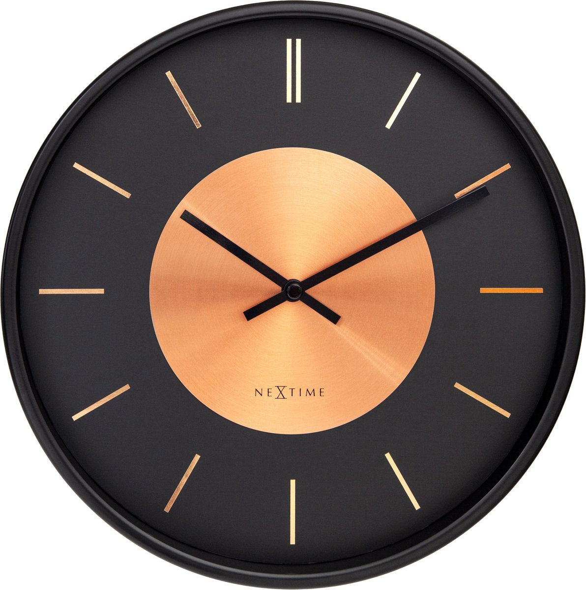 Nextime retro ii – wandklok – 25 cm – metaal – zwart koper – stil