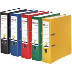 Ordner falken a4 80 mm karton, pp (polypropeen) kleurenass15035880 10 stuks
