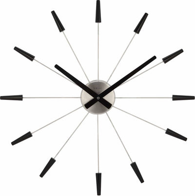 Nextime plug inn – stille wandklok – 58 cm – metaal – zwart – design