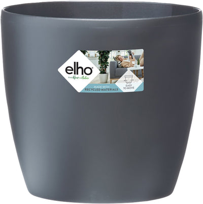 Elho brussels rond wielen 35 - grote bloempot voor binnen - 100% gerecycled plastic - ø 35 x h 33 cm - antraciet
