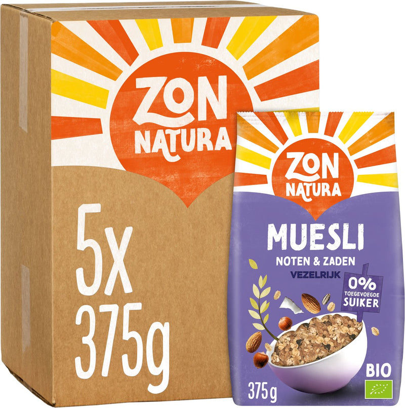 Zonnatura biologische muesli - noten zaden - 5 x 375g