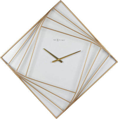 Nextime turning square – grote wandklok – 85 × 85 cm – metaal – goud wit