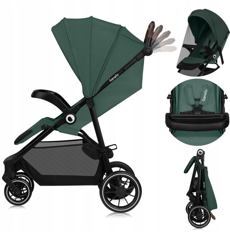 Lionelo emma one buggy en kinderwagen tot 22 kg – xxl kapje – eva wielen – lichtgewicht en onderhoudsvrij – verstelbare rugleuning – eénhandig inklapbaar – verstelbare duwstang – centrale voetrem – 5-punts veiligheidsgordel – stadswandelwagen