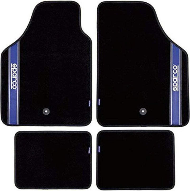 Sparco automatten universeel set van 4 - stof - zwart met blauw