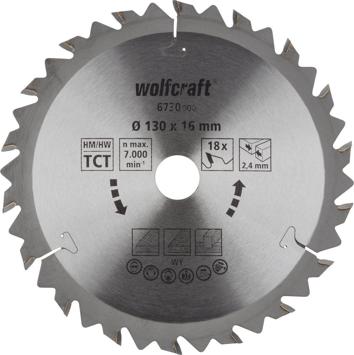 Wolfcraft - cirkelzaagblad 130 x 16 mm - 18 tanden - 6730000