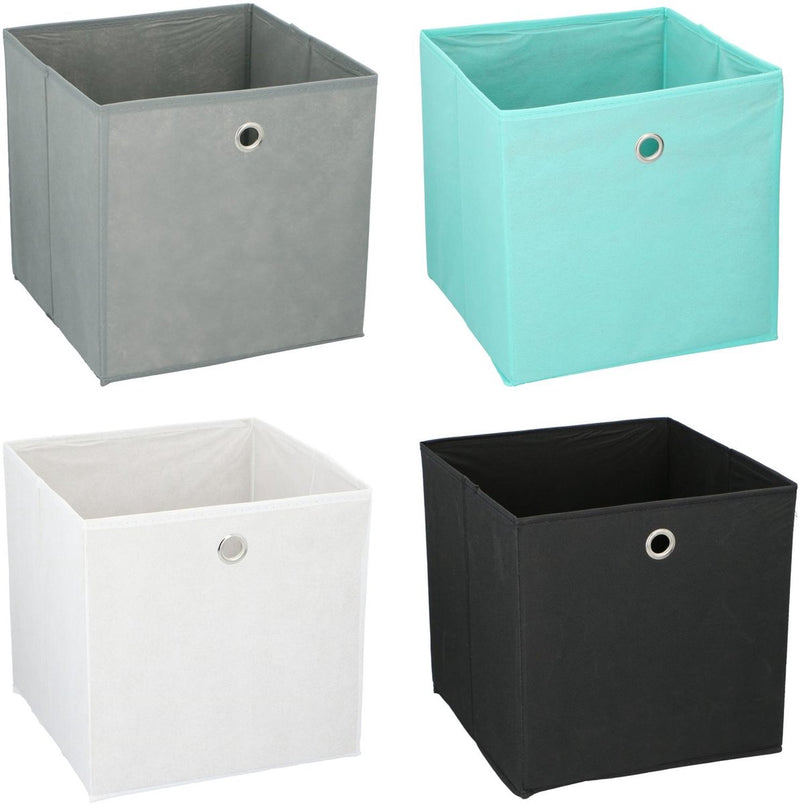Alpina opbergdoos vouwbaar 30 x 30 x 30 cm - opbergbox non-woven met metalen oog - opvouwbare opbergmand voor kast en rek - wit zwart grijs of mintgroen - assorti