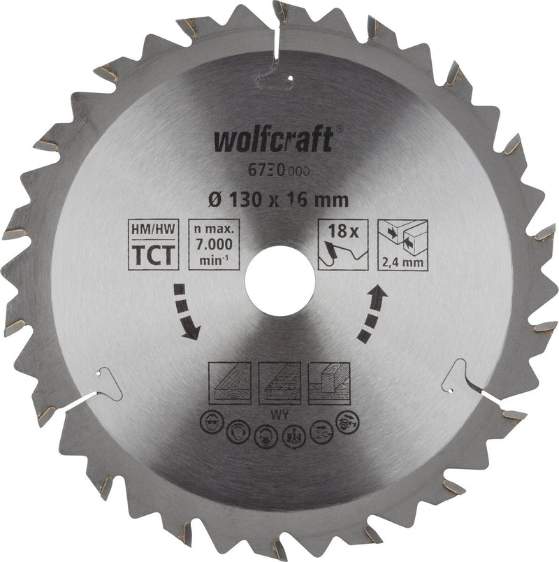 Wolfcraft - cirkelzaagblad 130 x 16 mm - 18 tanden - 6730000