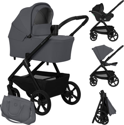 Lionelo carmine kinderwagen 3 in 1 – inclusief astrid i-size autostoel – graveltech all-terrain wielen – 3d ventilatie airydots matras – anti-reflux reiswieg – comfortabele vering – inklapbaar met zitting – upf50+ – complete accessoireset