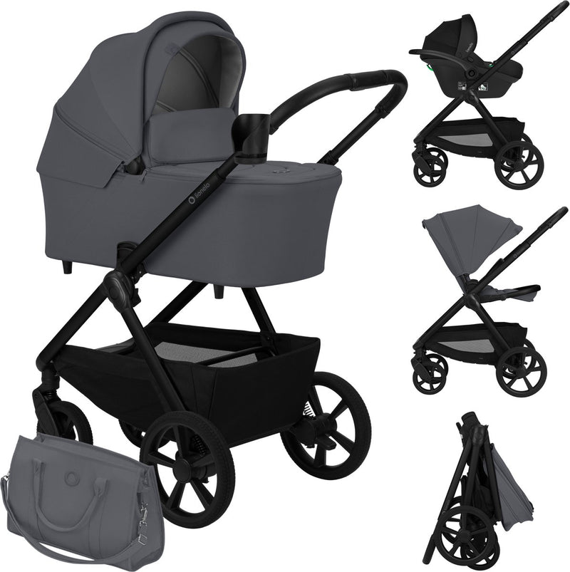 Lionelo carmine kinderwagen 3 in 1 – inclusief astrid i-size autostoel – graveltech all-terrain wielen – 3d ventilatie airydots matras – anti-reflux reiswieg – comfortabele vering – inklapbaar met zitting – upf50+ – complete accessoireset