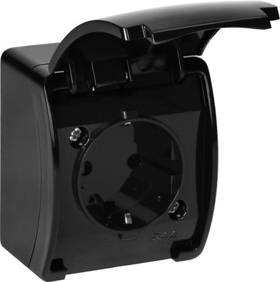 Orno buiten wandcontactdoos opbouw - wandcontactdoos 1-voudig ip44 - buitenstopcontact schuko - zwart