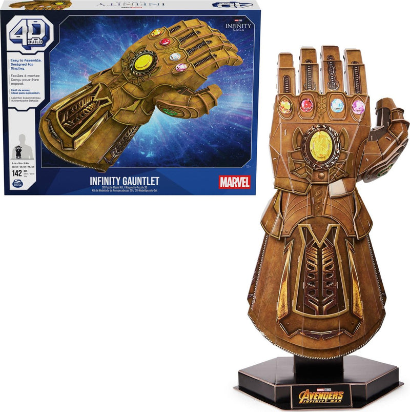 4d build marvel - infinity gauntlet - 3d puzzel - 142 stuks - kartonnen bouwpakket