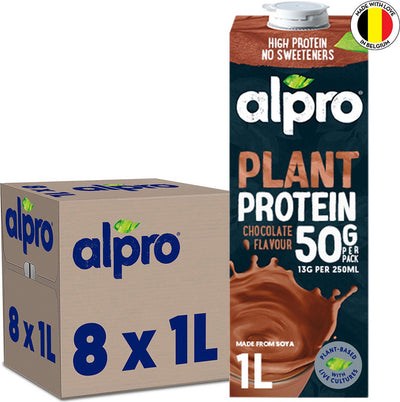 Alpro sojadrink choco hoog in proteïnen - plantaardige proteïnedrink - lactosevrij glutenvrij - 8 x 1l