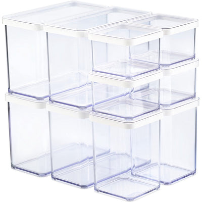 Rotho loft voedselbewaardozen - set van 10 stuks - wit - 4x 0.55 liter, 4x 2.1 liter en 2x 1 liter
