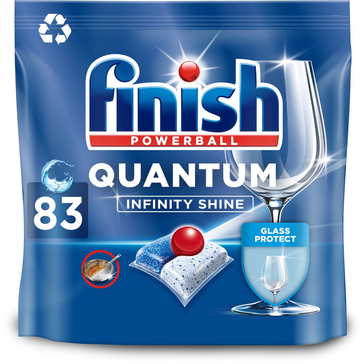 Finish quantum infinity shine vaatwastabletten - 83 capsules - kwartaalbox