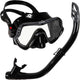 Atlantis samana pro combo - snorkelset - snorkel duikbril - versterkt glas - dry top - luxe bewaartas - volwassenen - zwart grijs