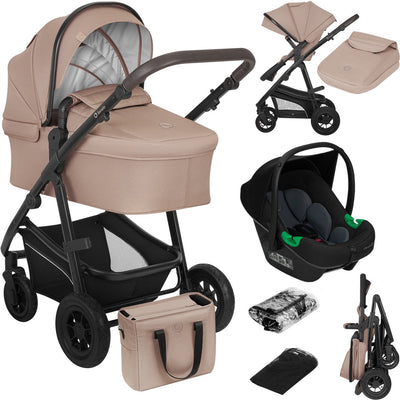 Lionelo bianka kinderwagen 3 in 1 - incl. astrid i-size lite autostoel - 0-22kg - xxl - wandelwagen buggy 3in1 - verstelbare duwstang - opvouwbaar - accessoireset - xxl upf50+ zonnekap - luchtbanden met vering - reiswieg