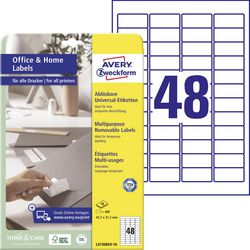 Multifunctionele etiketten avery l4736rev-10 papier wit
