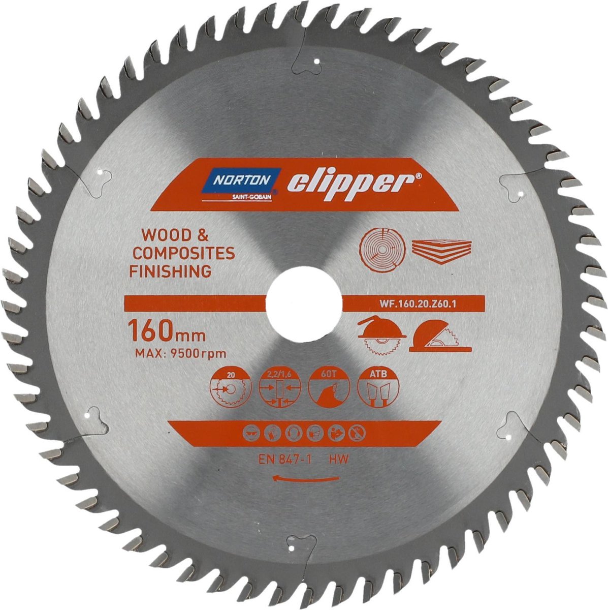 Norton clipper pro serie - cirkelzaagblad - 160mm - 20mm - hout en composieten